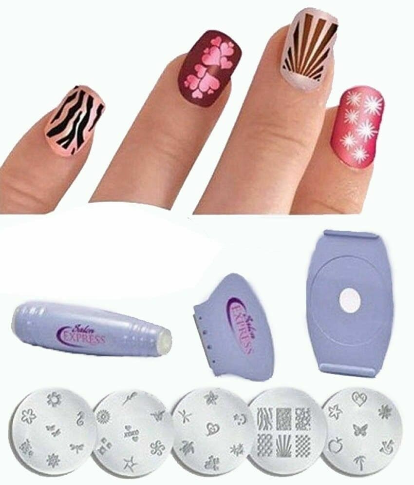 Saloon Express Nail Art Stamping Kit, Professional Nail Polish Art Kit, Decals Nail Paint Stamp Saloon Express Nail Art Stamping Kit, Professional Nail Polish Art Kit, Decals Nail Paint Stamp